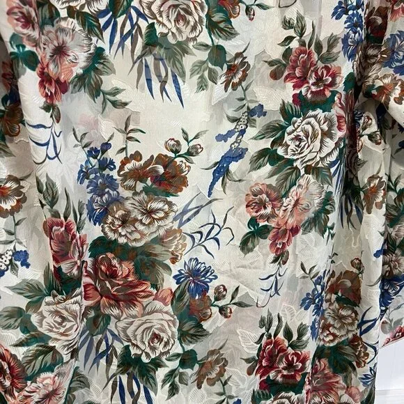 Victoria's Secret Vintage 90s Long Sleeve Dark Floral Opaque Kimono Robe Small - Picture 4 of 7